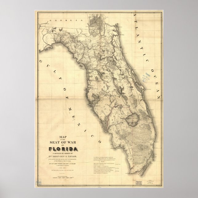 1839 Florida Karte Poster (Vorne)
