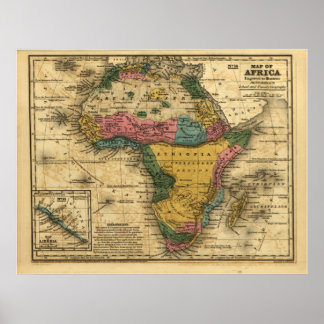 1839 Karte Afrikas Poster