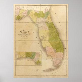 1839 Karte von Florida Poster