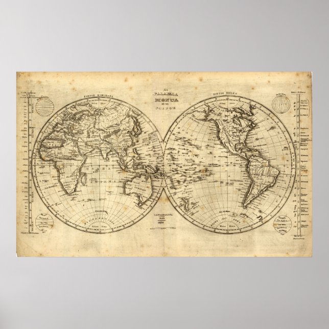 1840 Karte der Welt Poster (Vorne)