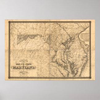 1841 Karte von Maryland Poster