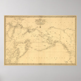 1844 Karte von Russland & Alaska in Russisch Poster