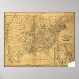 1847 Antique Rail Map der Vereinigten Staaten Poster