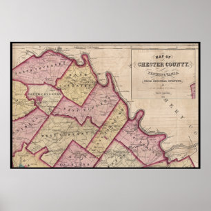 1847 Karte von Chester County PA Schuylkill River Poster