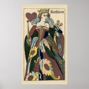 1849 Herzkönigin auf Spielkarten-Poster Poster