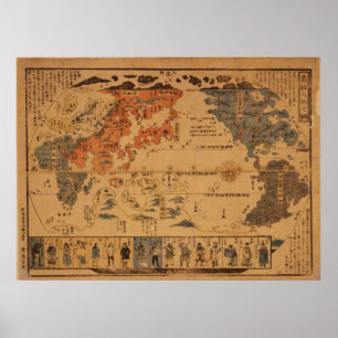 1850 Bankoku jinbutsu no zu Menschen vieler Nation Poster