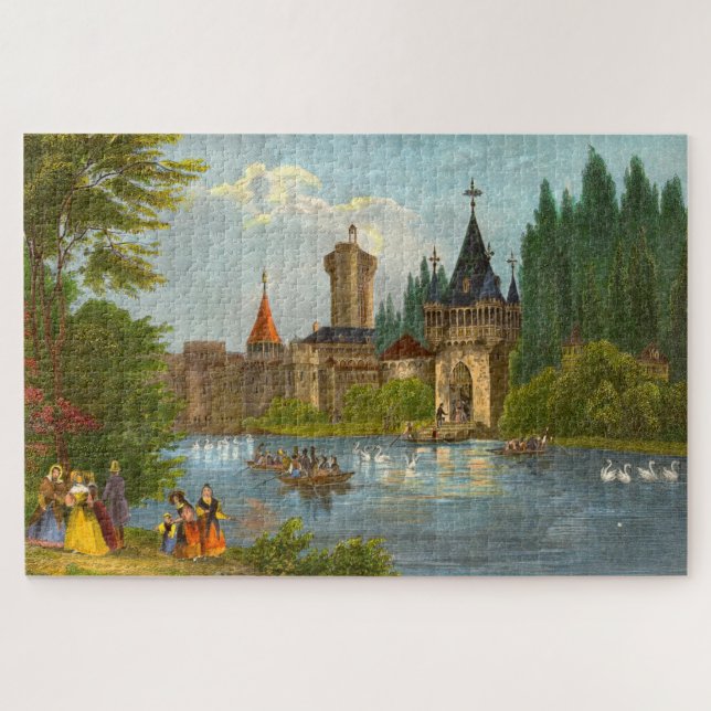 1850-er Druck der Burg Franzensburg Puzzle (Horizontal)