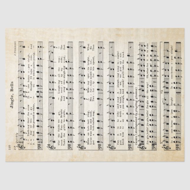 1850 Version Jingle, Bells Tissue Decoupage Seidenpapier (Vorderseite)