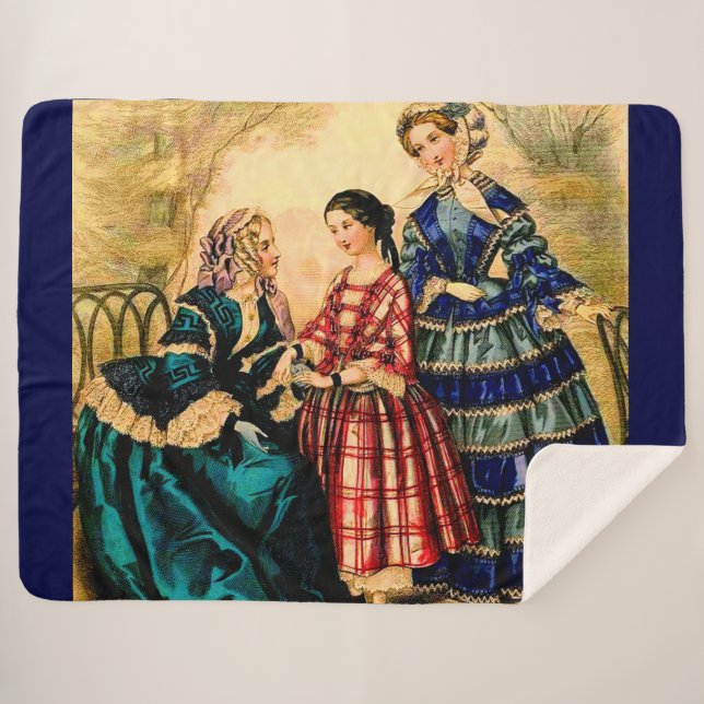 1852 französischer Modeblattdruck Sherpadecke (Vorderseite (Horizontal))