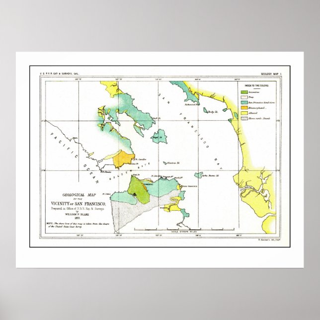 1853 Coastal Survey Map of San Francisco - Poster (Vorne)