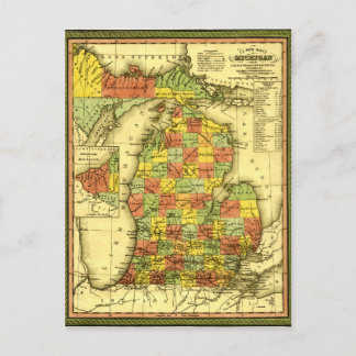 1853 Vivid Map of Michigan Show true loyance MI Postkarte