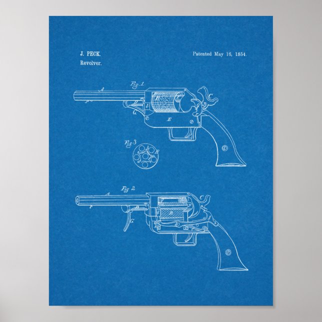 1854 Gun Patent Art Zeichnend Print Poster (Vorne)