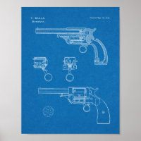 1854 Gun Revolver Patent Art Zeichnend Print
