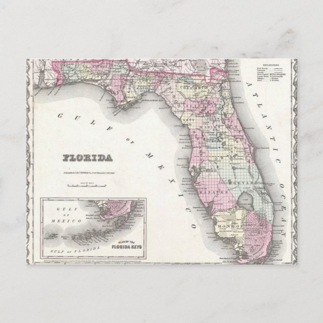 1855 Colton Karte von Florida (Vorderseite)