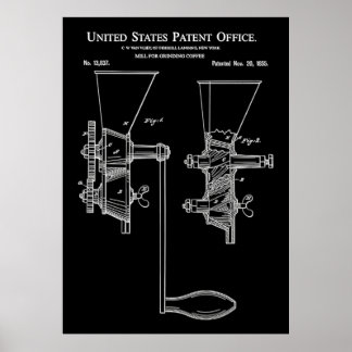 1855 KAFFEE MILL, Vintages Kaffeemaschinenpatent Poster