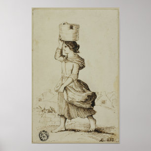 1855 Mädchen von Claddagh Galway Vintage Irischer Poster