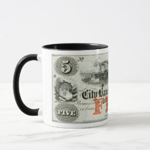 1855 New Haven Fünf-Dollar-Note Tasse