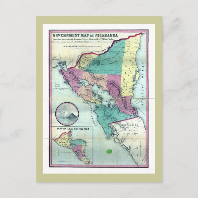 1856 Government Map of Nicaragua by A.H. Jocelyn Postkarte (Vorderseite)