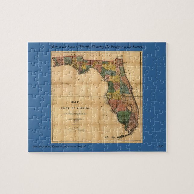 1856 Karte des Staat Florida durch Kolumbus Gezeic Puzzle (Horizontal)