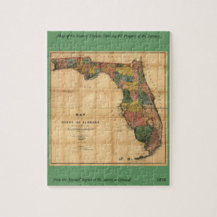 1856 Karte des Staat Florida durch Kolumbus Gezeic Puzzle