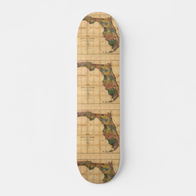 1856 Karte des Staat Florida durch Kolumbus Gezeic Skateboard (Vorne)