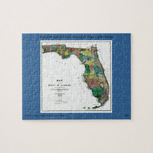 1856 Karte des Staates Florida von Columbus Drew Puzzle