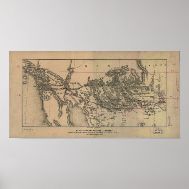 1857 Karte des geplanten Territoriums und der Rail Poster (Vorne)