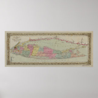 1857 Karte von Long Island, New York Poster