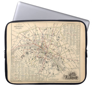 1858 Karte: Itineraire des Omnibus dans Paris Fran Laptopschutzhülle