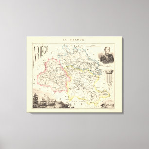 1858 Map of Ariege Department, France Poster Leinwanddruck