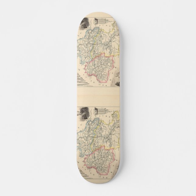 1858 Map of Ariege Department, Frankreich Skateboard (Vorne)