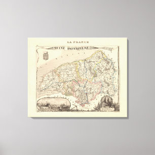 1858 Map of Seine Inferieure Department, France Po Leinwanddruck
