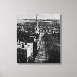 1859:  Eine Ansicht von Boston vom Staats-Haus Leinwanddruck