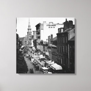 1859:  Verkehr und Geschäfte auf Washington-Stra Leinwanddruck