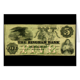 1860 Hingham Massachusetts 5 Dollar Note