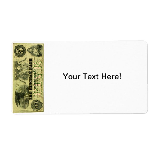 1860 Hingham Massachusetts 5 Dollar Note (Vorne)