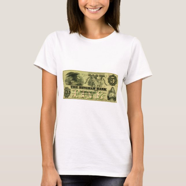 1860 Hingham Massachusetts 5 Dollar Note T-Shirt (Vorderseite)