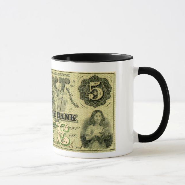 1860 Hingham Massachusetts Fünf-Dollar-Note Tasse (Rechts)