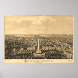 1862 Baltimore, MD Bird's Eye View Panorama Karte Poster