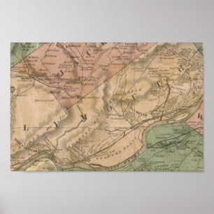 1864 Karte, Luzerne Landkreis, Pennsylvania Poster