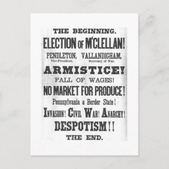 1864 Präsidentschaftswahl Postkarte (Vorderseite)