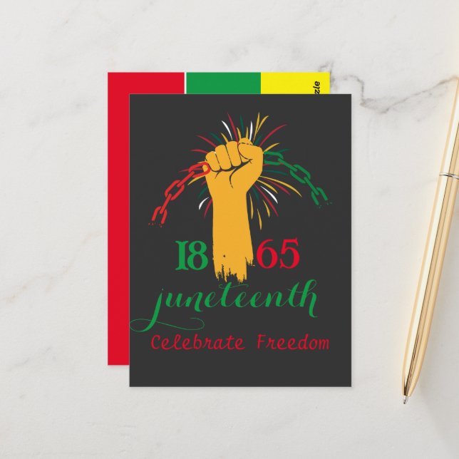 1865 feiert Freiheit gebrochene Kette Postkarte (Vorderseite/Rückseite Beispiel)