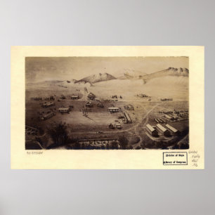 1865 Fort Collins, CO Birds Eye Panoramablick Kart Poster