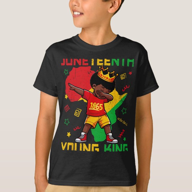1865 Juneteenth Junger König Dabbing Jungen Kinder T-Shirt (Vorderseite)