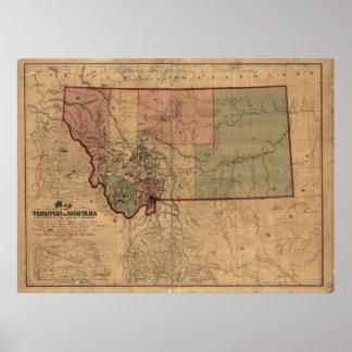 1865 Karte von Montana Poster