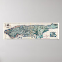 1865.Topografische Karte der Stadt New York