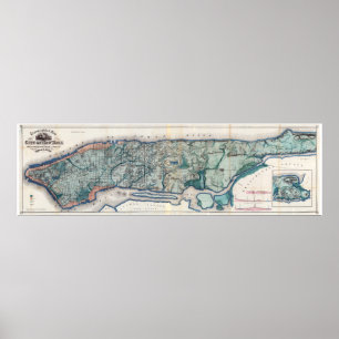 1865.Topografische Karte der Stadt New York Poster