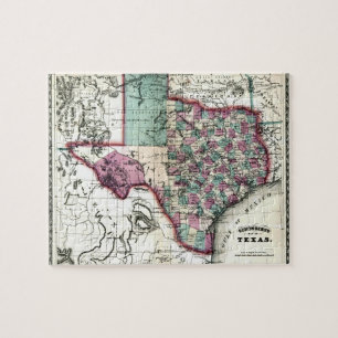1866 Antiquitätenkarte von Texas von Schönberg & C Puzzle