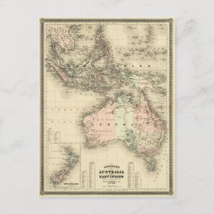 1867 Australien und Ostindien Vintage Karte