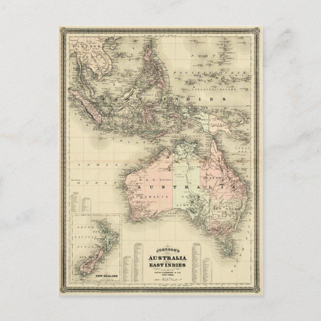 1867 Australien und Ostindien Vintage Karte (Vorderseite)